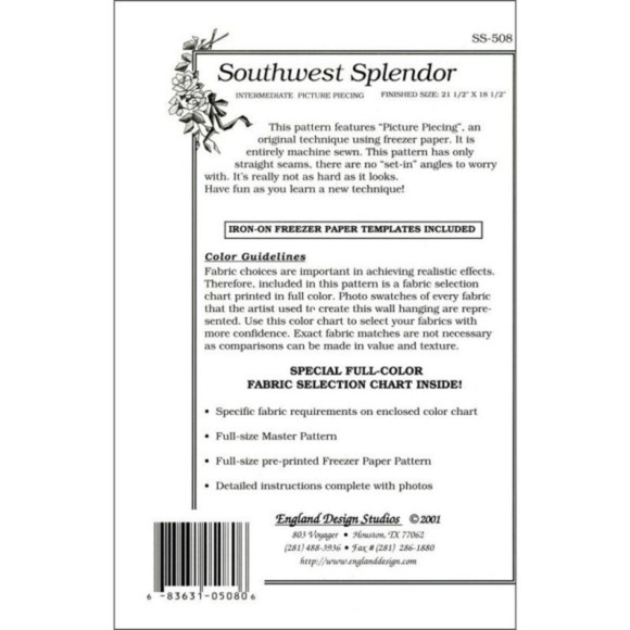 England Design Studio - Southwest Splendor Landscape Art Quilt - Size 19" x 17" - Picture 5 of 5